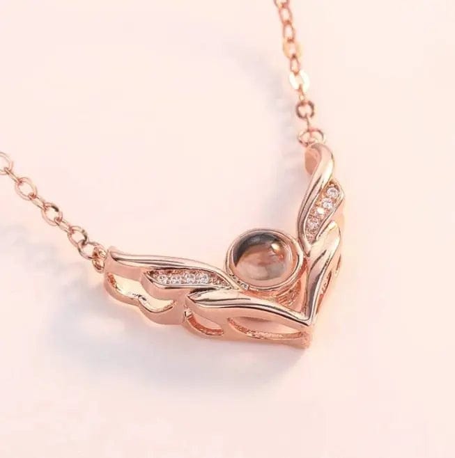 Wings 925 Sterling Silver Photo Projection Necklace