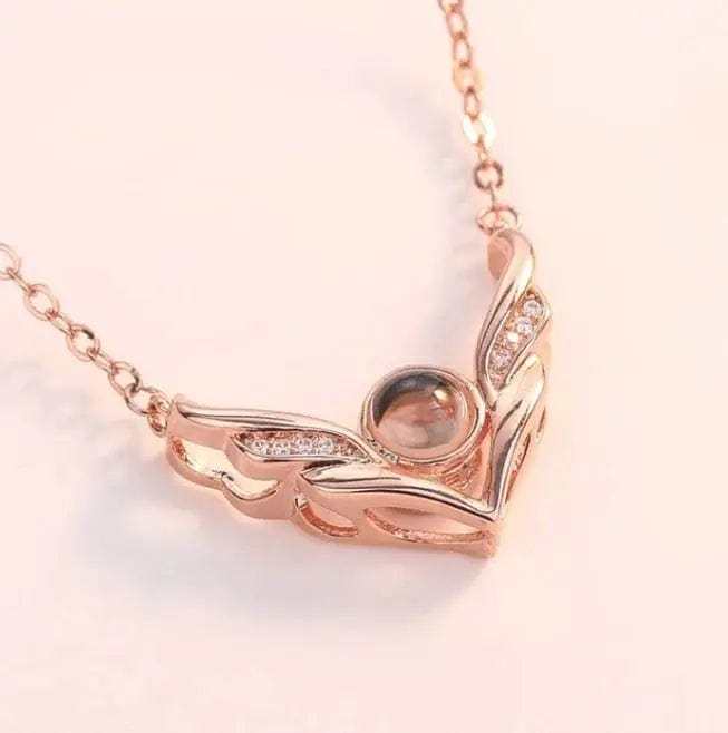 Wings 925 Sterling Silver Photo Projection Necklace