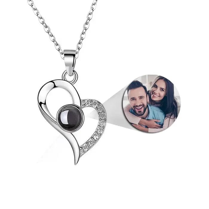 Heart Drop 925 Sterling Silver Photo Projection Necklace