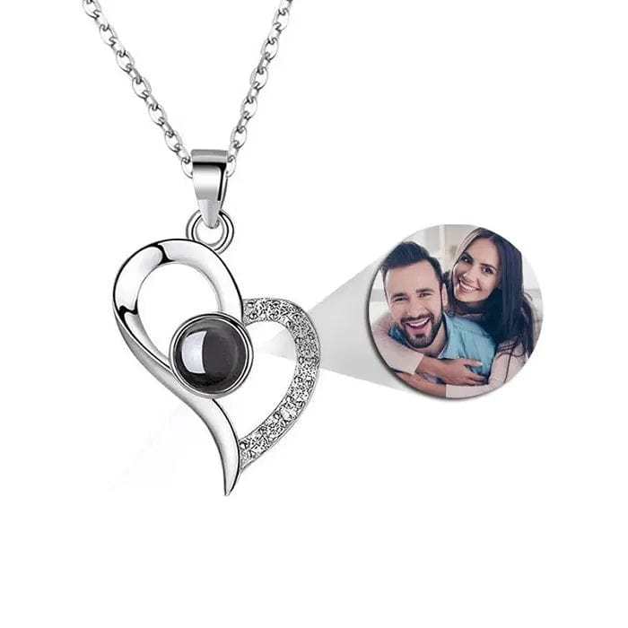 Heart Drop 925 Sterling Silver Photo Projection Necklace