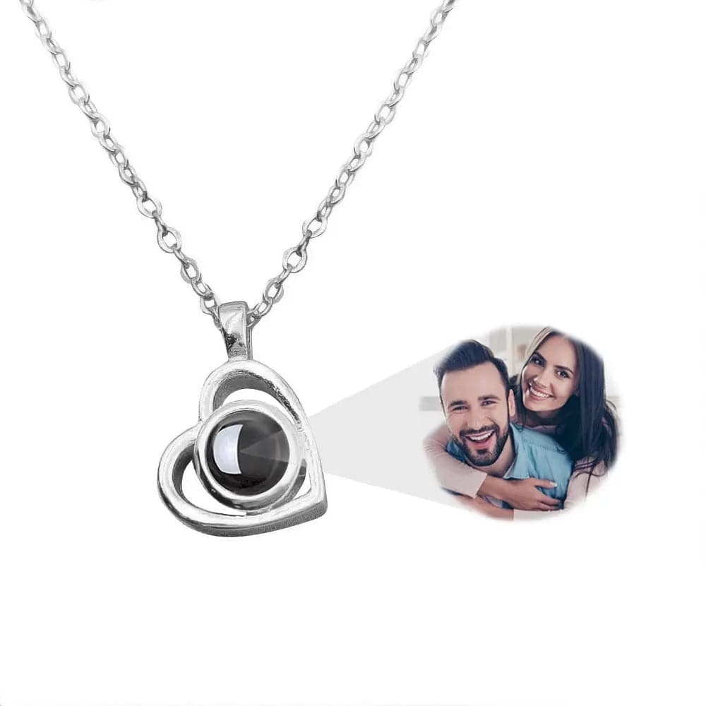 Personalized Heart 925 Sterling Silver Photo Projection Necklace