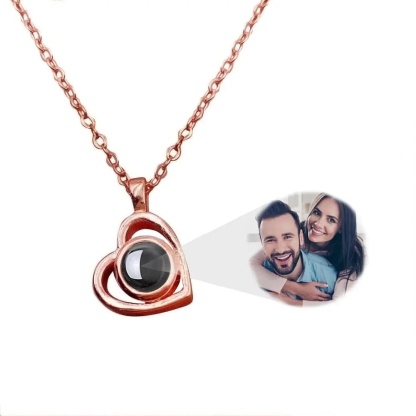 Personalized Heart 925 Sterling Silver Photo Projection Necklace