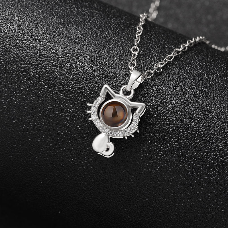 Purrfect Memories 925 Sterling Silver Projection Necklace