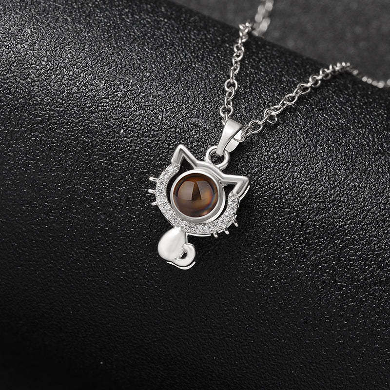 Purrfect Memories 925 Sterling Silver Projection Necklace