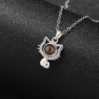 Purrfect Memories 925 Sterling Silver Projection Necklace