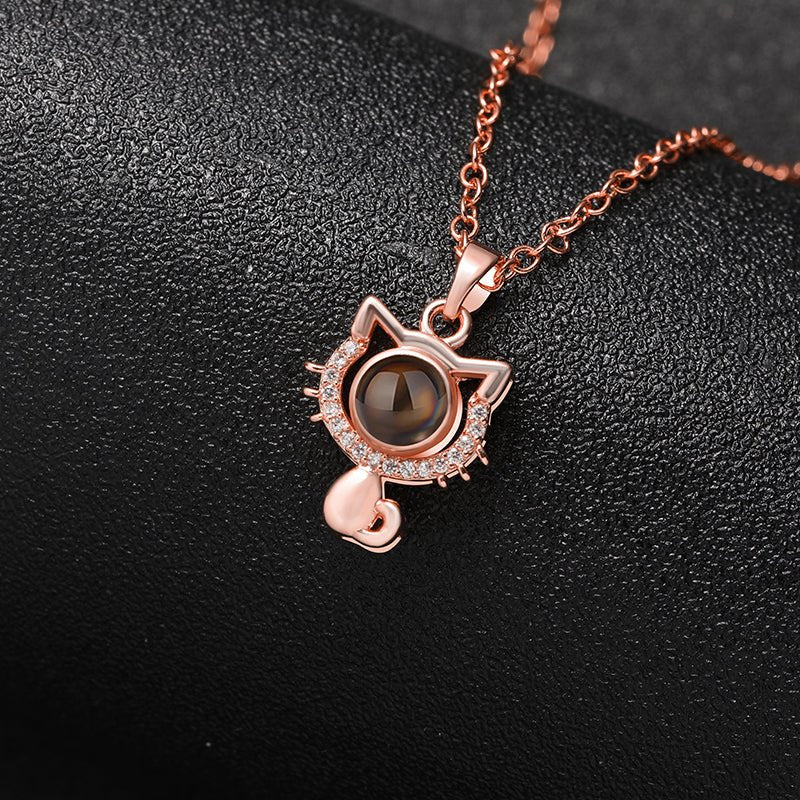 Purrfect Memories 925 Sterling Silver Projection Necklace
