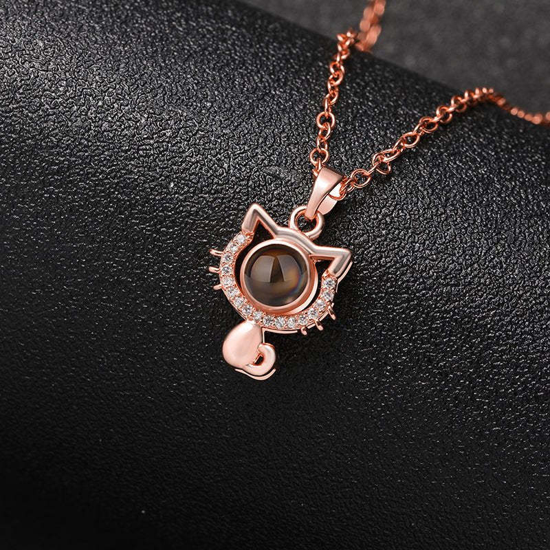 Purrfect Memories 925 Sterling Silver Projection Necklace