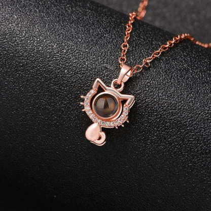 Purrfect Memories 925 Sterling Silver Projection Necklace