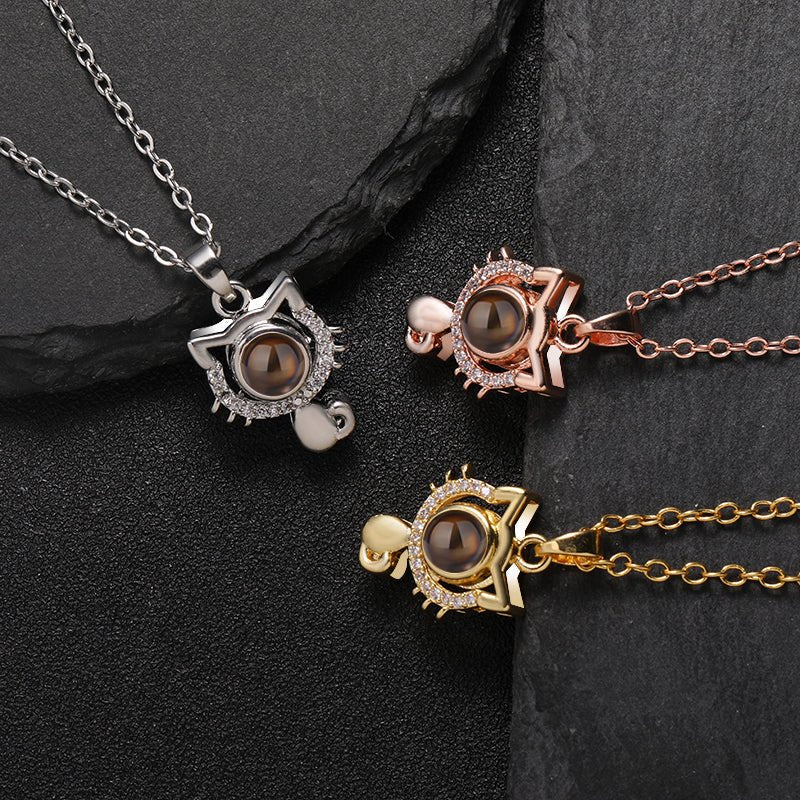 Purrfect Memories 925 Sterling Silver Projection Necklace