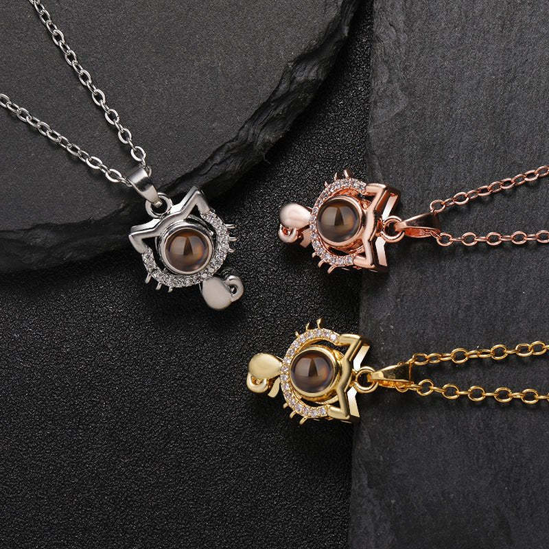 Purrfect Memories 925 Sterling Silver Projection Necklace
