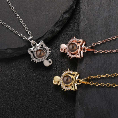 Purrfect Memories 925 Sterling Silver Projection Necklace