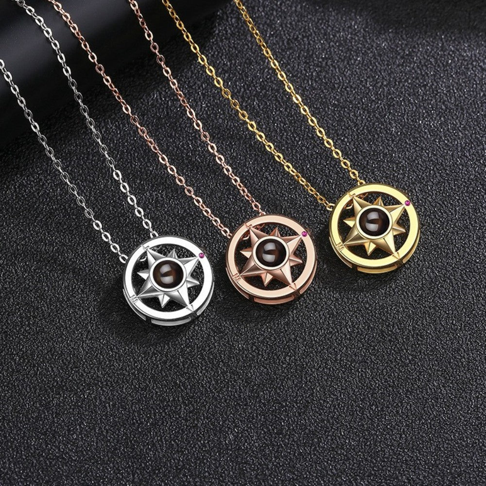 Solara 925 Sterling Silver Photo Projection Necklace
