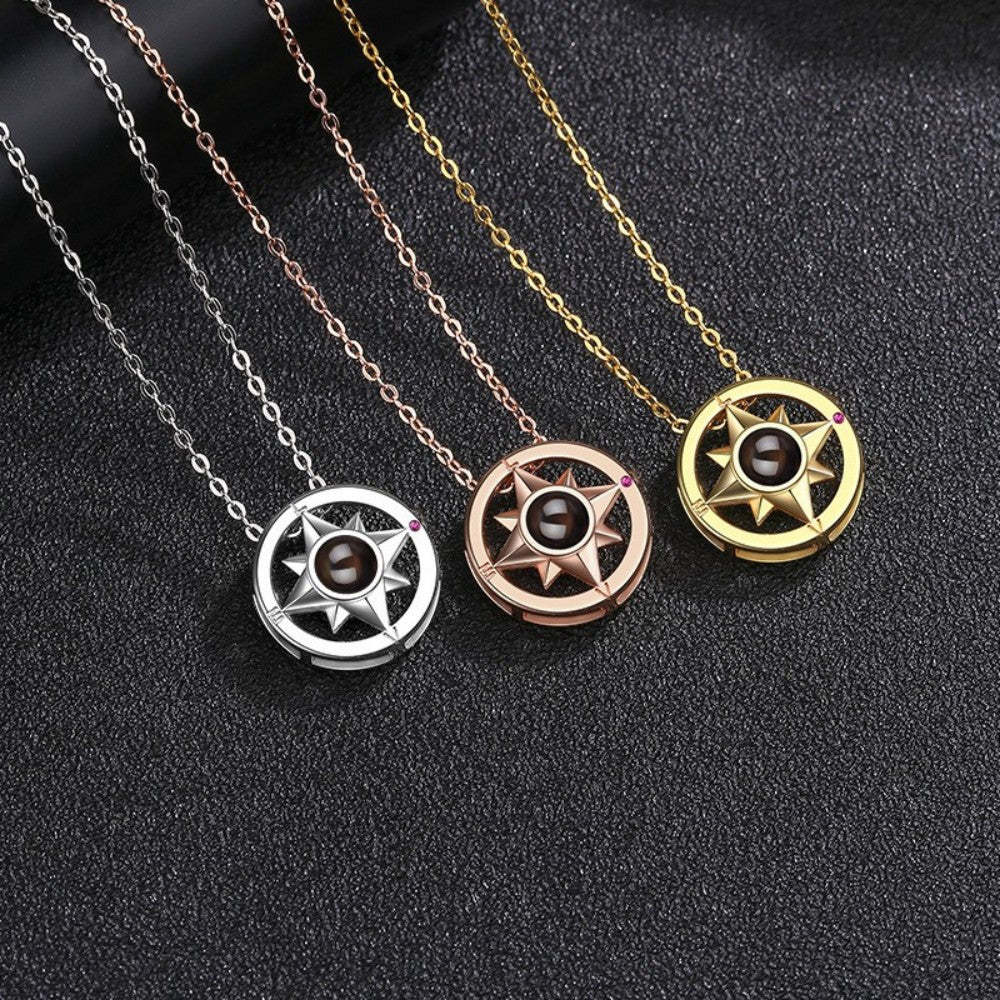 Solara 925 Sterling Silver Photo Projection Necklace