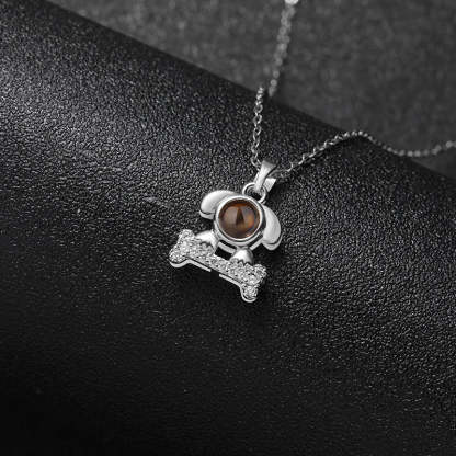 Sparkling Pup Love 925 Sterling Silver Projection Necklace