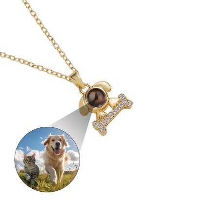 Sparkling Pup Love 925 Sterling Silver Projection Necklace