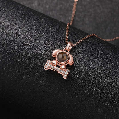 Sparkling Pup Love 925 Sterling Silver Projection Necklace