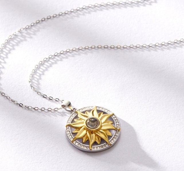 Sunflower 925 Sterling Silver Photo Projection Necklace