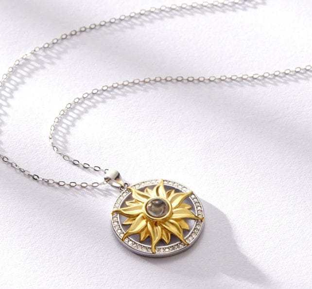 Sunflower 925 Sterling Silver Photo Projection Necklace