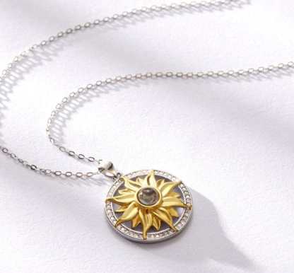 Sunflower 925 Sterling Silver Photo Projection Necklace