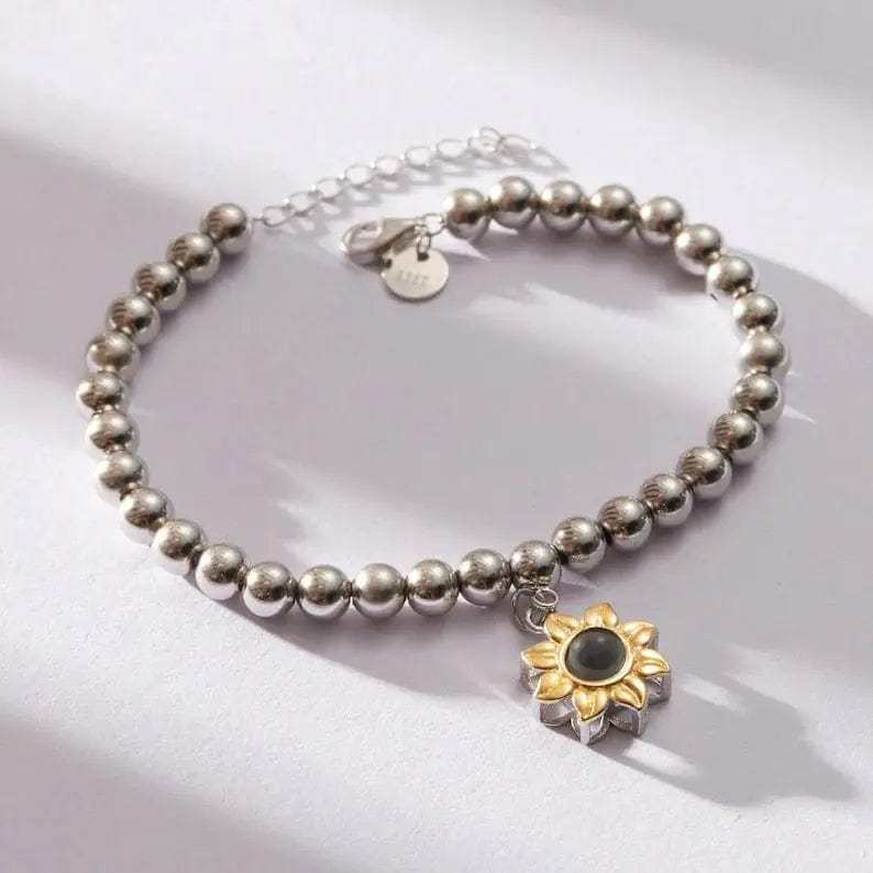 Sunflower Hidden Photo Bracelet
