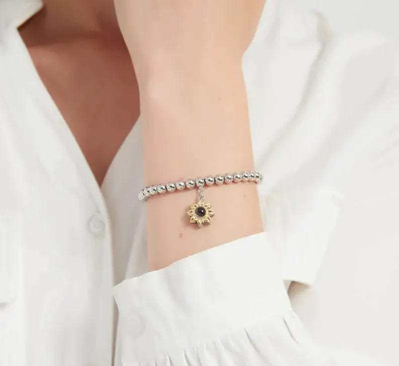 Sunflower Hidden Photo Bracelet