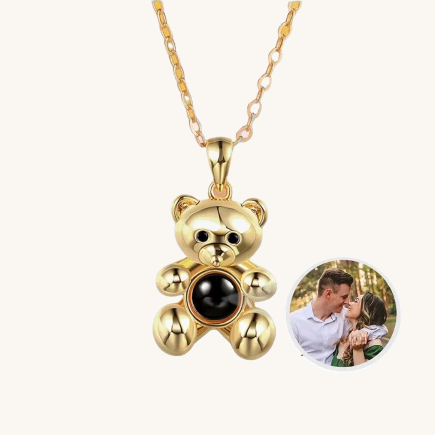 Teddy Bear 925 Sterling Silver Photo Projection Necklace