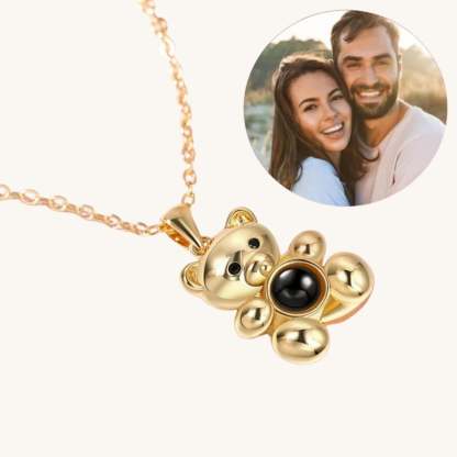 Teddy Bear 925 Sterling Silver Photo Projection Necklace