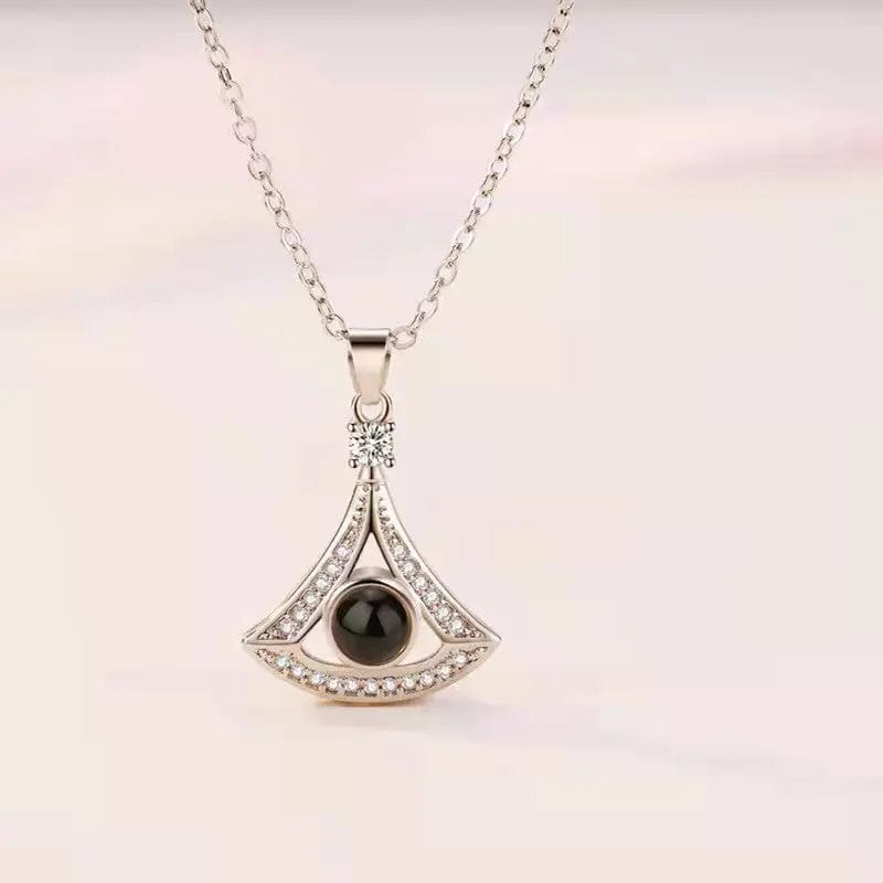 Triangle Zircon Gem 925 Sterling Silver Projection Necklace