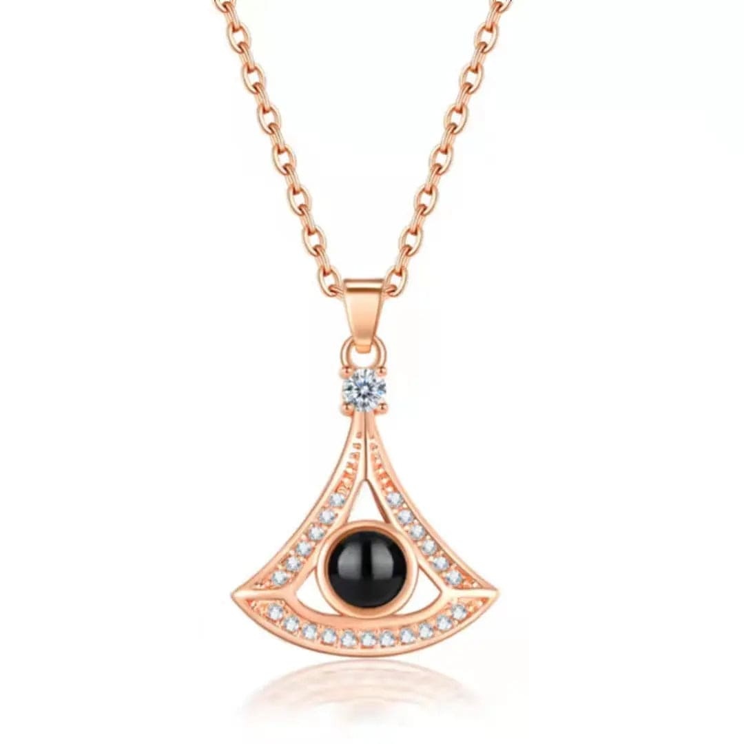 Triangle Zircon Gem 925 Sterling Silver Projection Necklace