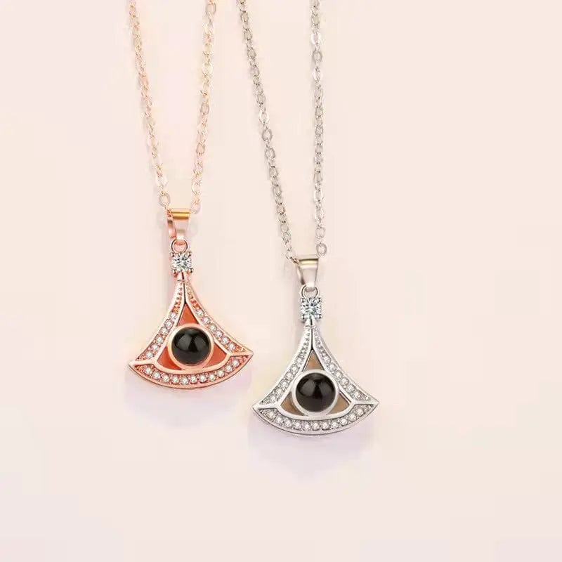 Triangle Zircon Gem 925 Sterling Silver Projection Necklace