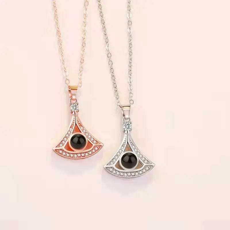 Triangle Zircon Gem 925 Sterling Silver Projection Necklace