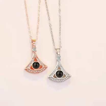 Triangle Zircon Gem 925 Sterling Silver Projection Necklace