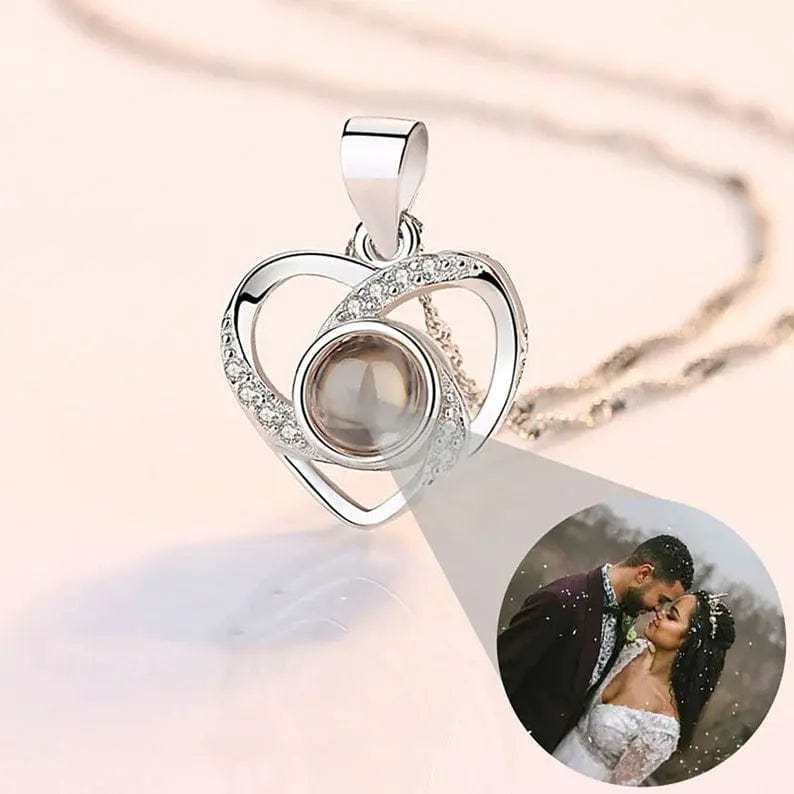 Viking Heart 925 Sterling Silver Photo Projection Necklace