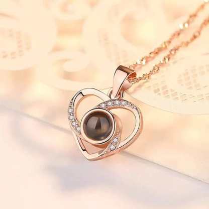 Viking Heart 925 Sterling Silver Photo Projection Necklace