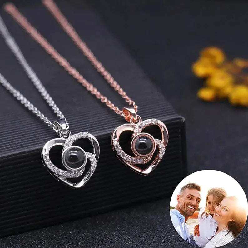 Viking Heart 925 Sterling Silver Photo Projection Necklace