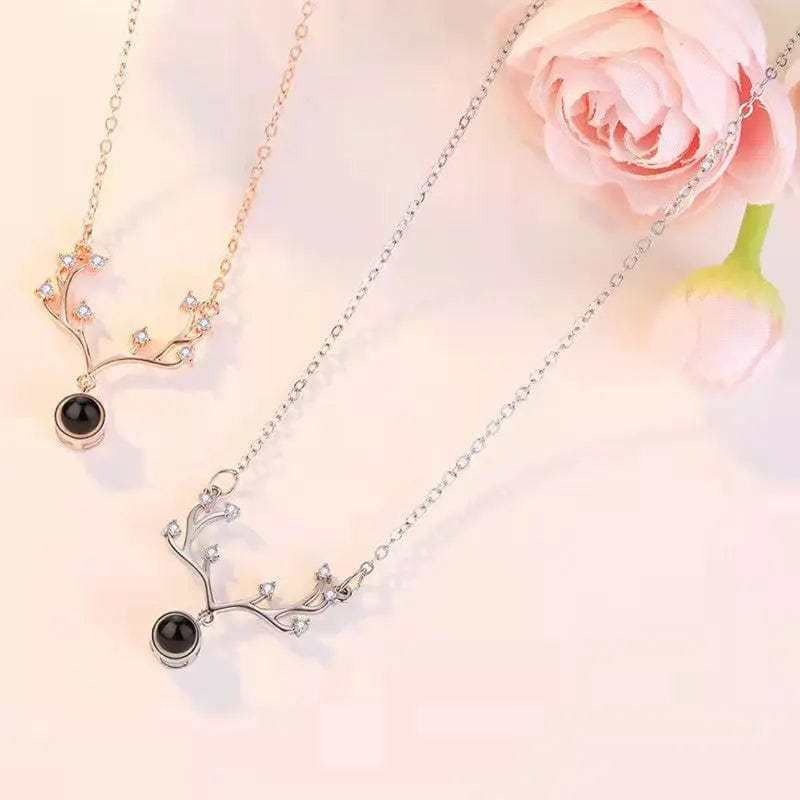 Vine Zircon Gem 925 Sterling Silver Projection Necklace