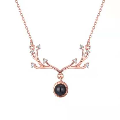 Vine Zircon Gem 925 Sterling Silver Projection Necklace