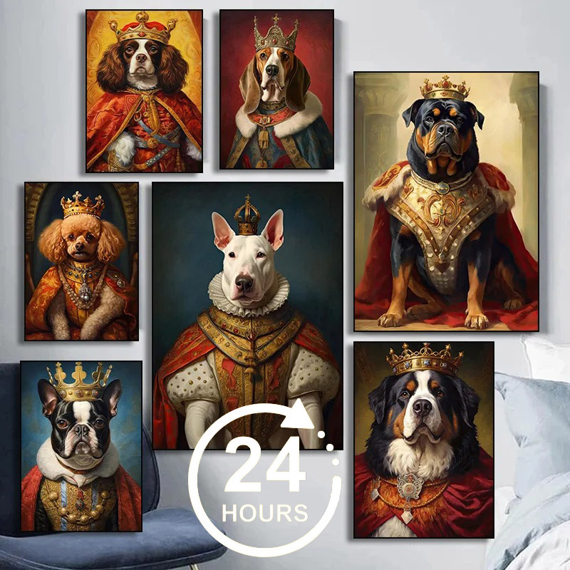 Custom Regal Pet Portrait, Royal Dog Painting, Pet Portrait, Royal Dog Portrait, Pet Portrait gift, Wall Art,Renaissance Pet Portrait