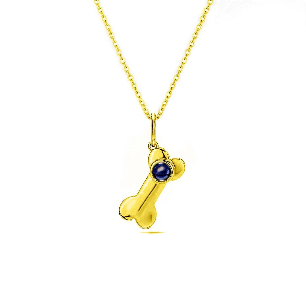 Dog Bone 925 Sterling Silver Photo Projection Necklace