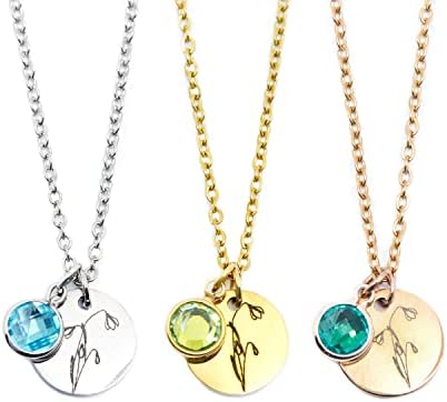 Birth Month Flower Necklaces Birthstone Necklace Bridesmaid Proposal Best Friend Birthday Gift fo...