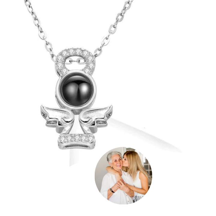 Small Angel 925 Sterling Silver Photo Projection Necklace