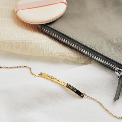 Custom Name Bracelet Coordinate Engraved Bracelet for Women Mother's Day Gifts Id Bracelet Women Gold Bar Jewelry for Teen Girls -12BR