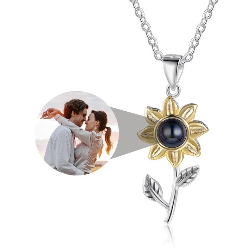 Light Projection Sunflower Necklace with Picture