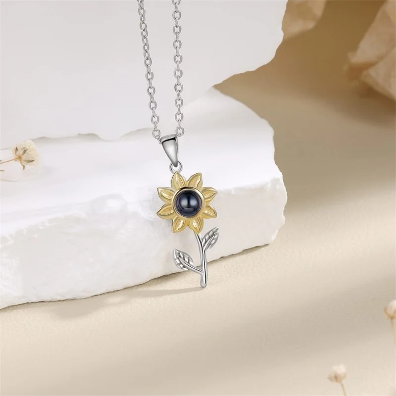 Light Projection Sunflower Necklace with Picture