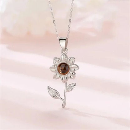 Light Projection Sunflower Necklace with Picture