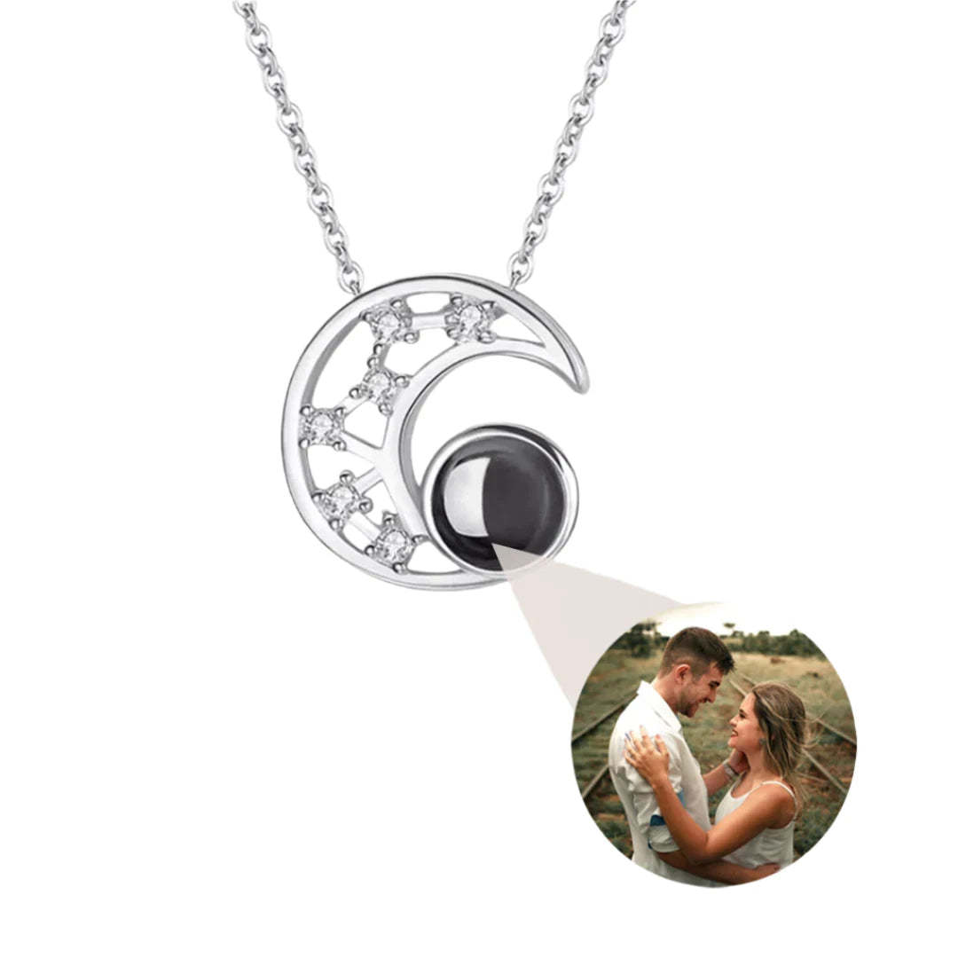Midnight Moon 925 Sterling Silver Photo Projection Necklace