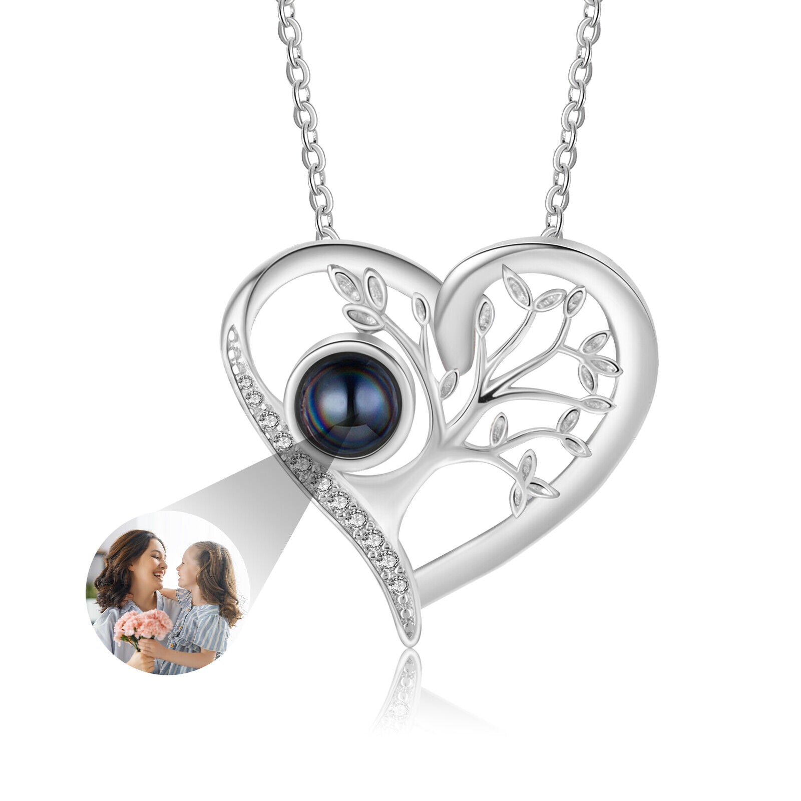 Tree Of Life 925 Sterling Silver Photo Projection Necklace