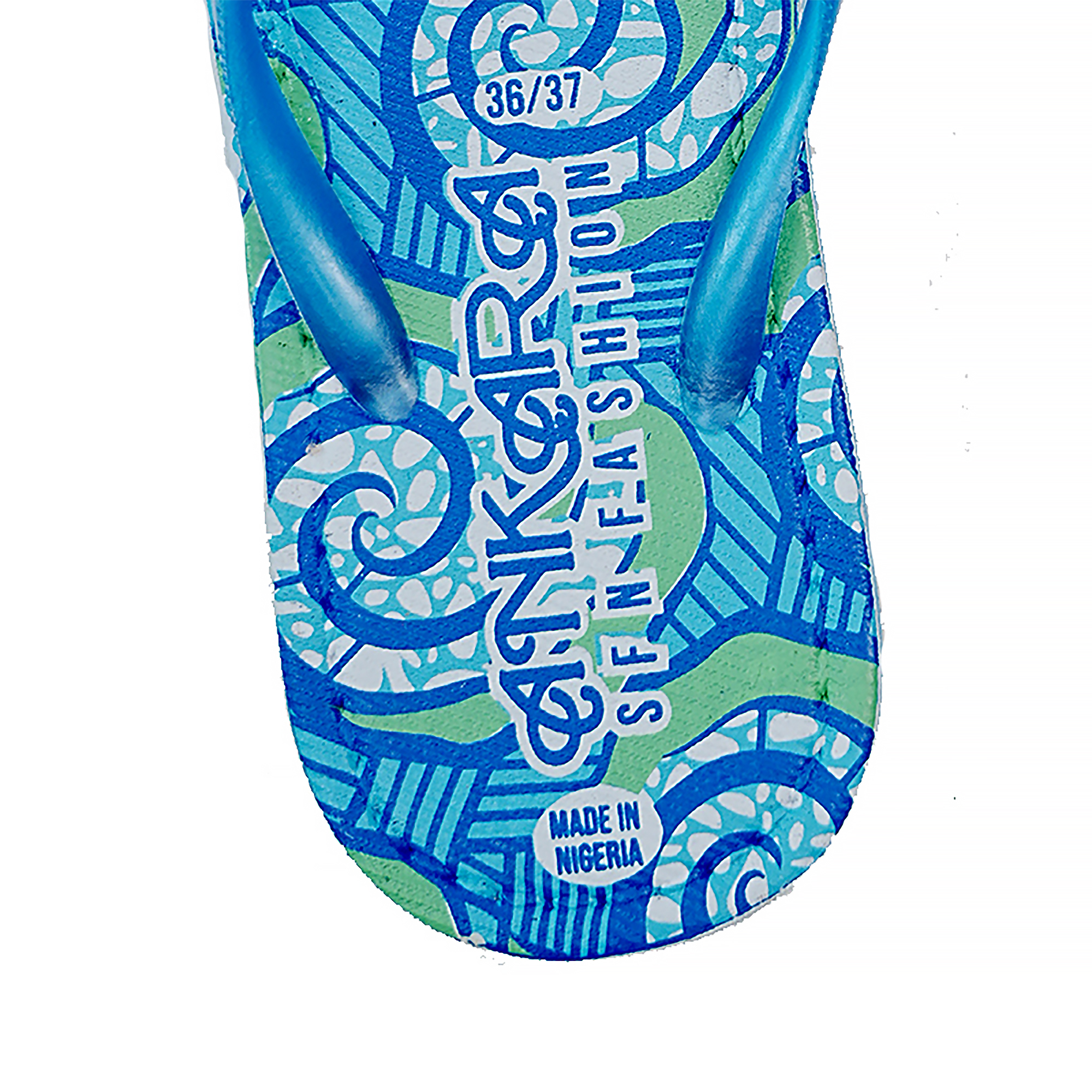 SNP Footwear Women's Flip Flops - Flat Beach Slippers  Blue & White