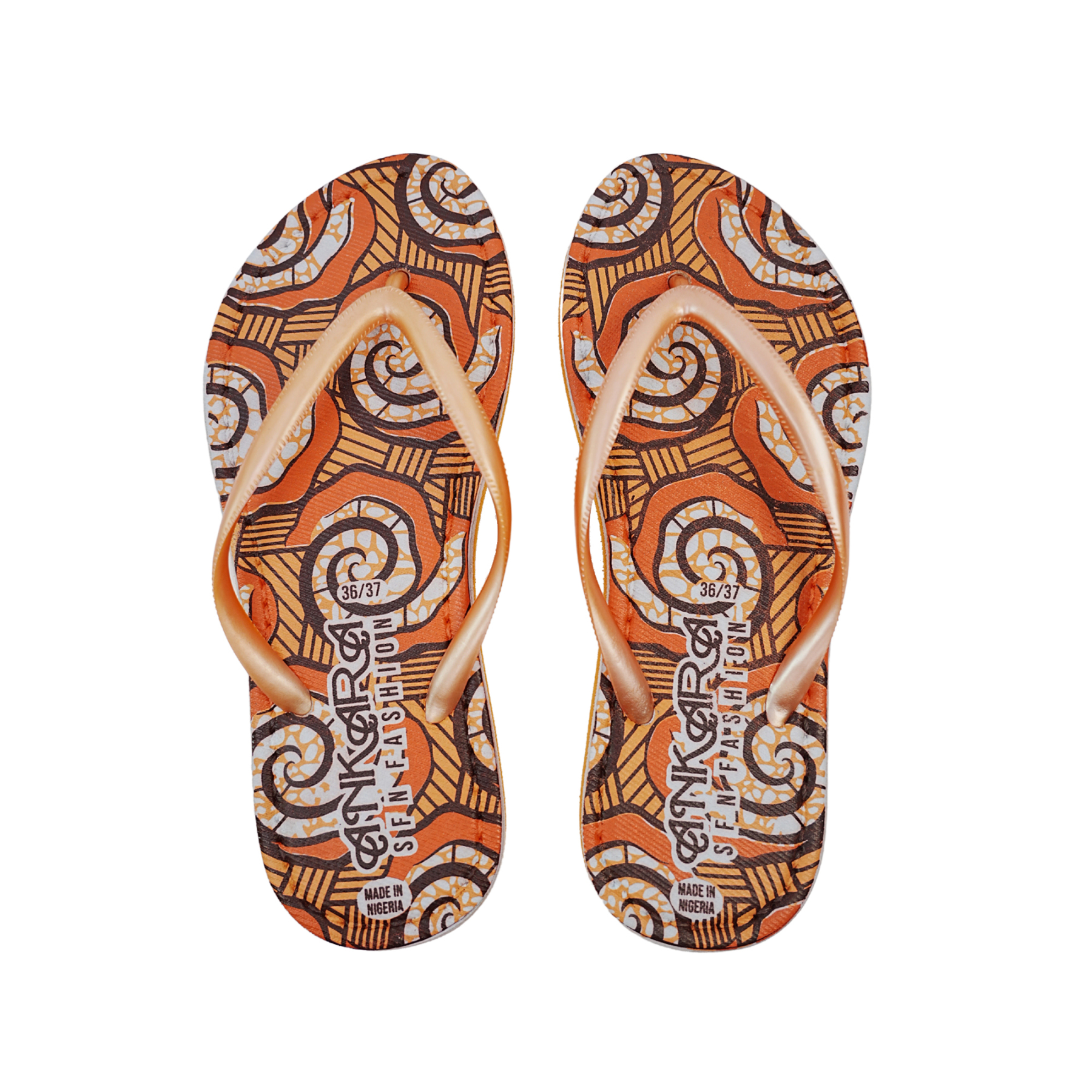 SNP Footwear Women's Flip Flops – Flat Beach Slippers Orange & White