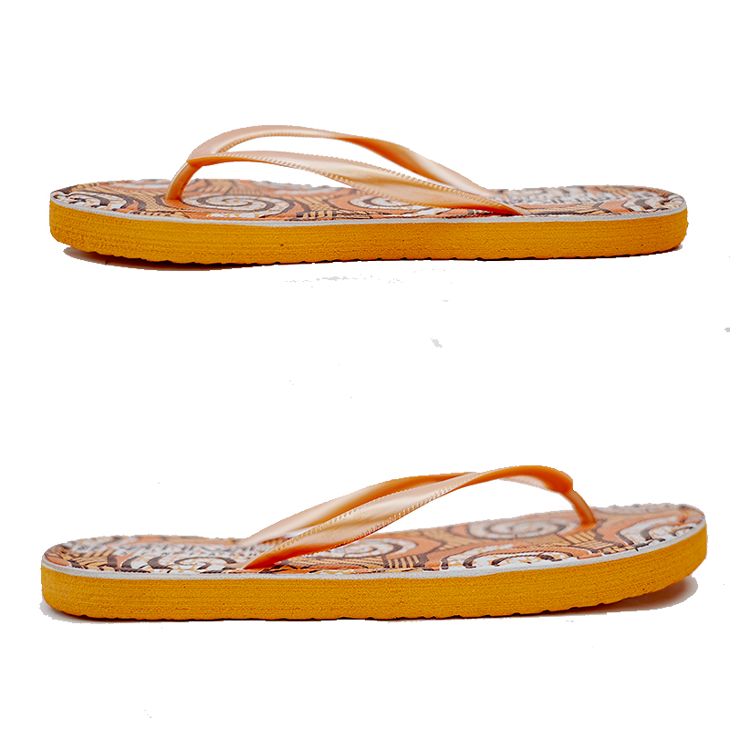SNP Footwear Women's Flip Flops - Flat Beach Slippers Orange & White
